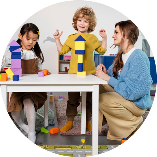 Montessori preschool children learning in Northwood at Woodlodge